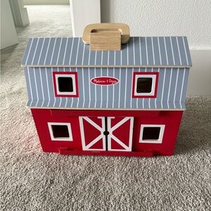 Melissa & Doug Striped Grey and Red Barn Playset